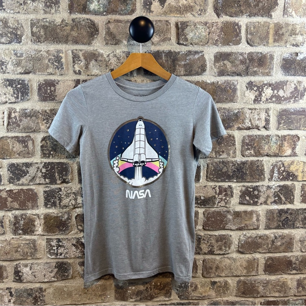 Mighty Fine Nasa Space Shuttle Gray T-Shirt Girls Sz XL